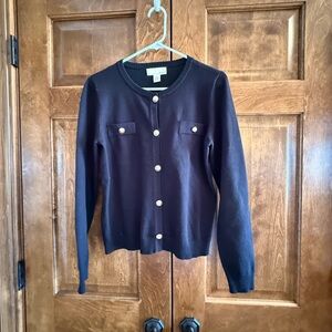 By Design Classic Black with Gold Buttons Cardigan Sweater - Women's Size Medium